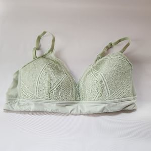Auden Bra Medium Green Lace Wireless Lightly Lined Clasp Back